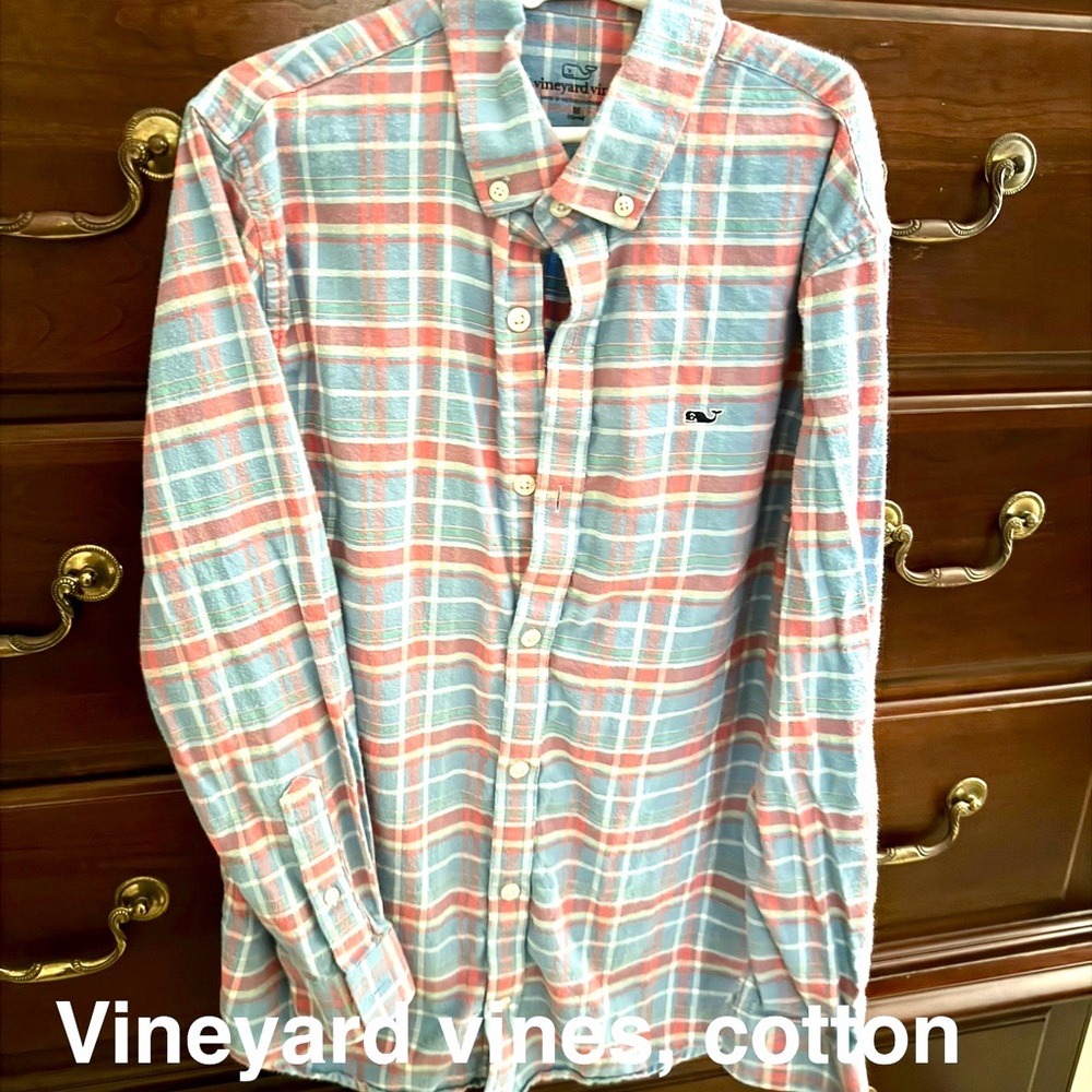 Vineyard Vines Boy's Plaid Shirt - Blue and Pink